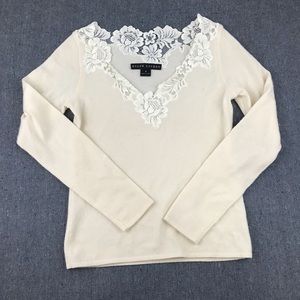 Ralph Lauren black label cream cashmere top